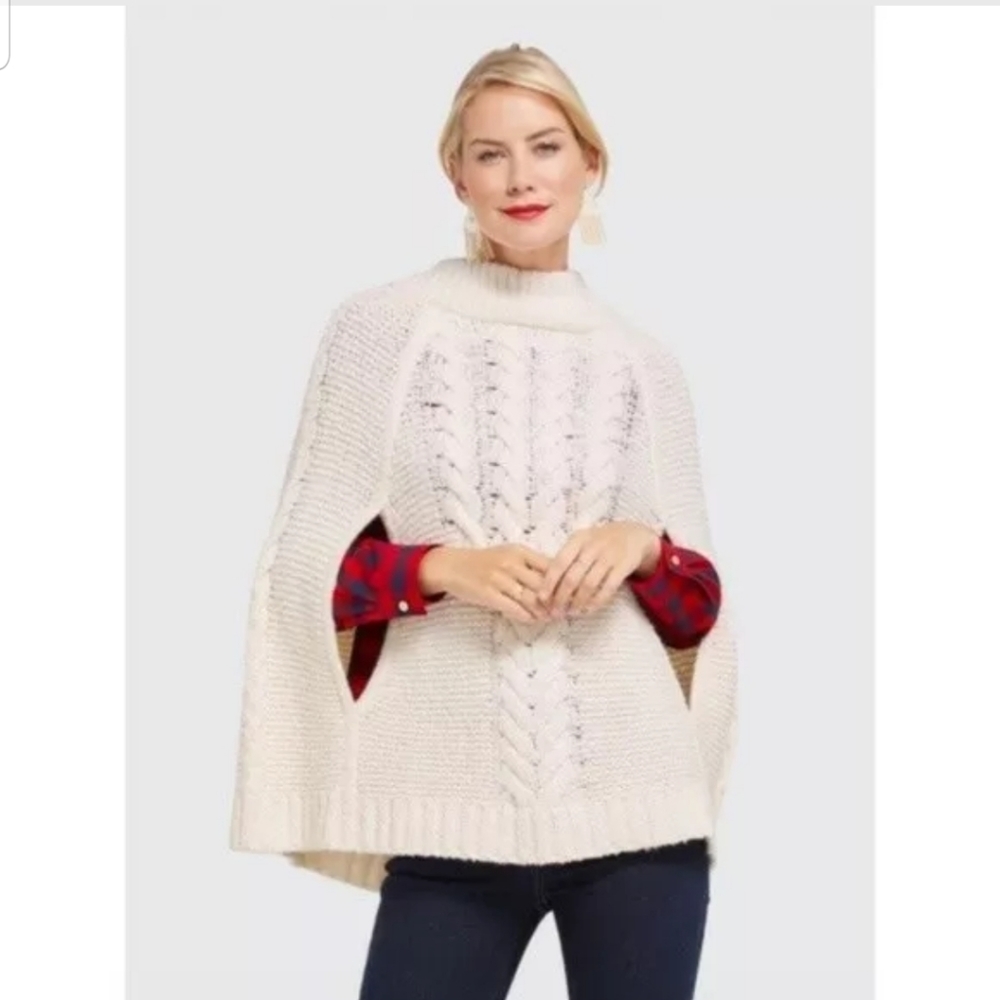 Draper James Cable Sweater Cape Sz XS/S